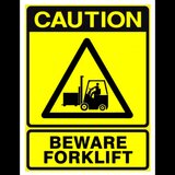 sign caution beware forklift